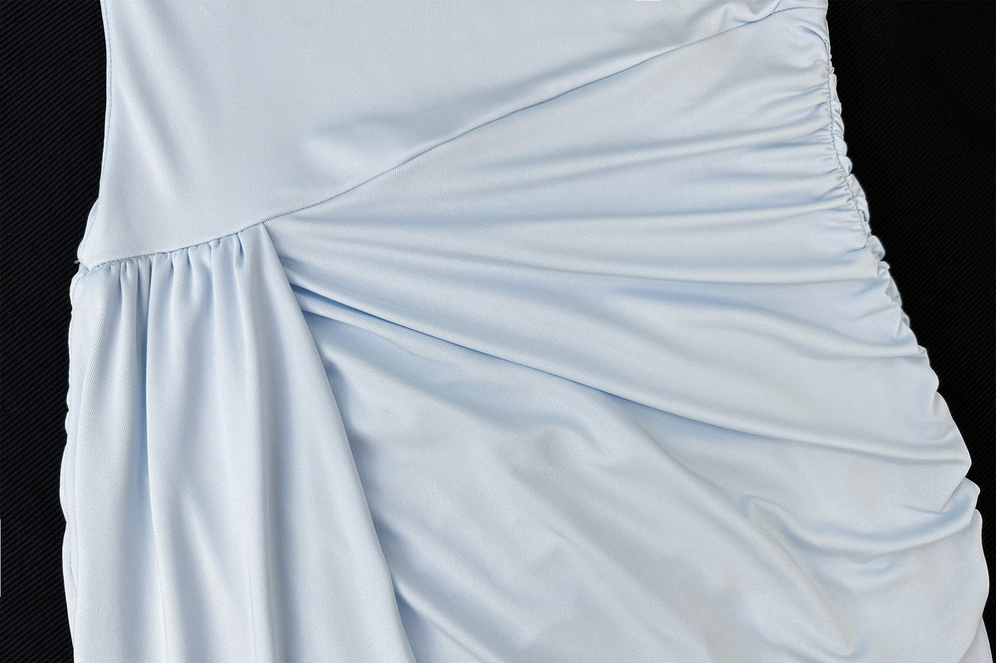 Diagonal Collar Sling Dress | Pleated Slim Fit with Asymmetric Hem | noémi