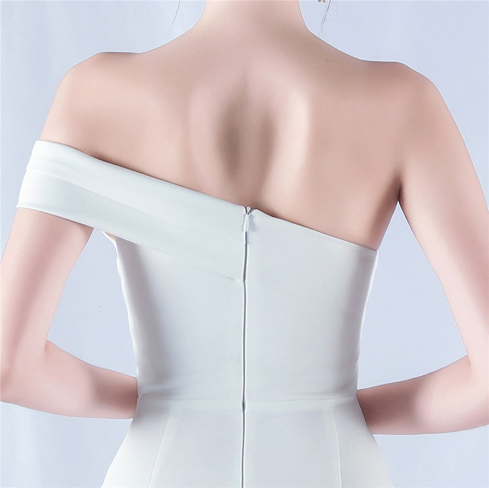 Satin Off Shoulder Dress with Sleek Silhouette | noémi