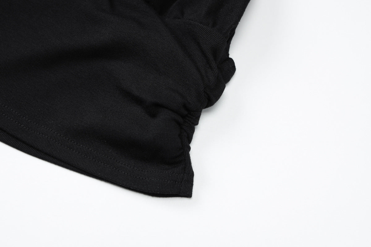 Keyhole Halter Crop Top | Black Tie Back Top with Metal Choker Detail | noémi