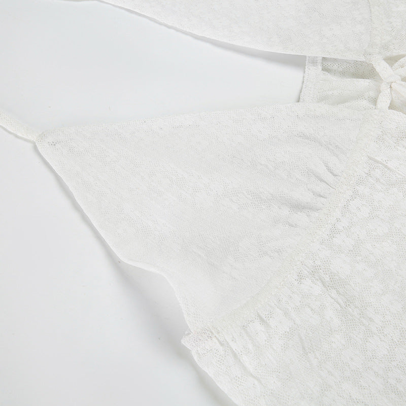 Lace Halter Crop Top | Backless Self Tie Vest | noémi