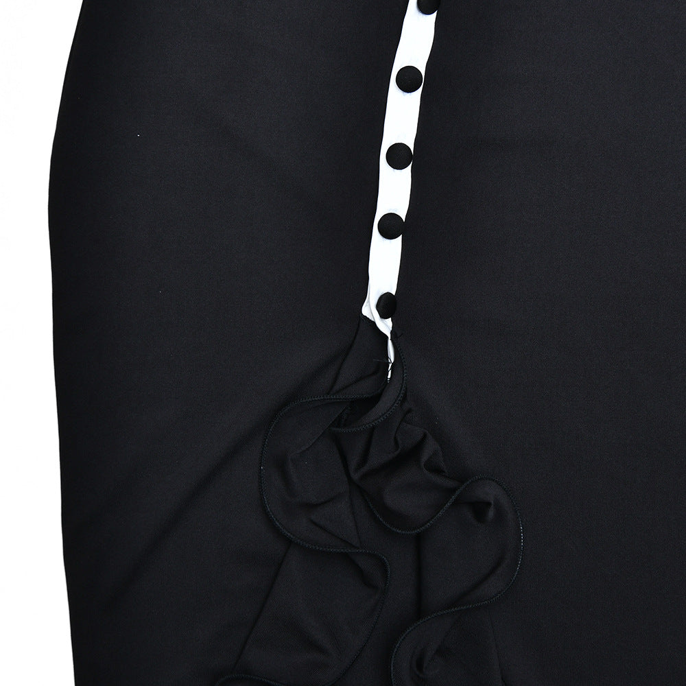 Bell Sleeve Bodycon Dress | Single Breasted Side Slit | noémi