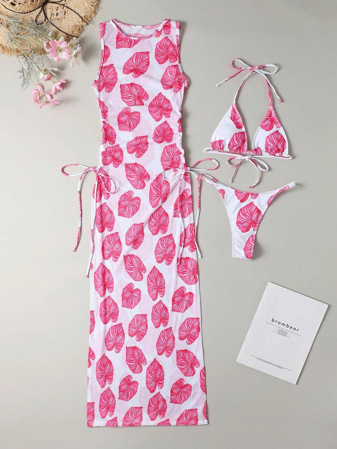 Bikini Set | 3 Piece Swimsuit with High Slit Skirt | Split Thong Bikini | noémi