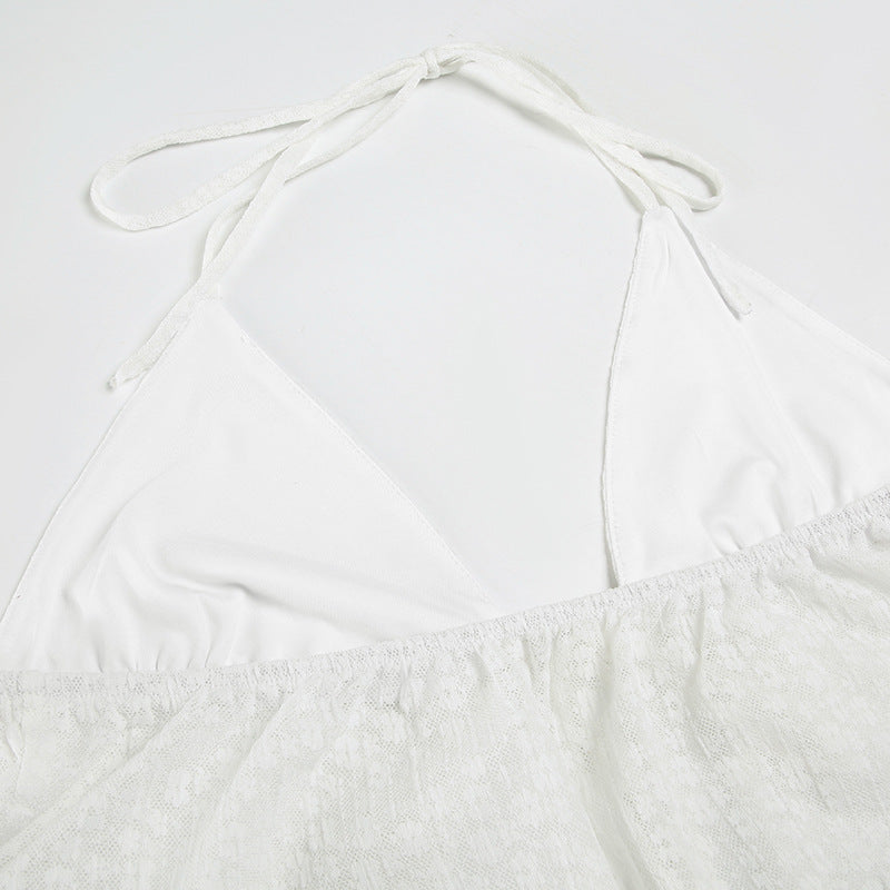 Lace Halter Crop Top | Backless Self Tie Vest | noémi