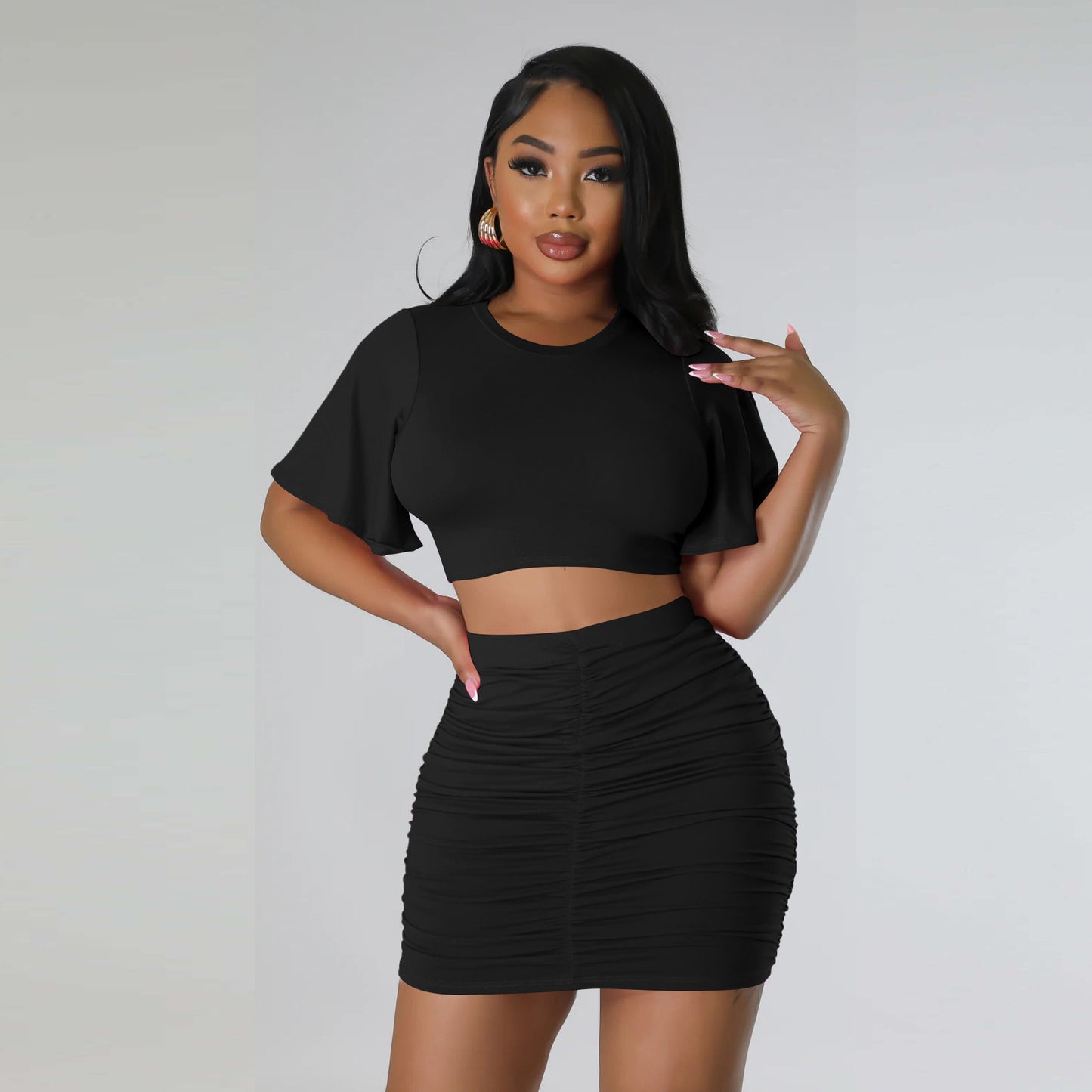 Womens Suit Short Top Hip Skirt Set | noémi