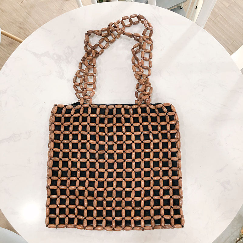 Retro Beaded Shoulder Bag | Handmade, Hollow Out, All Match Aesthetic Purse | noémi