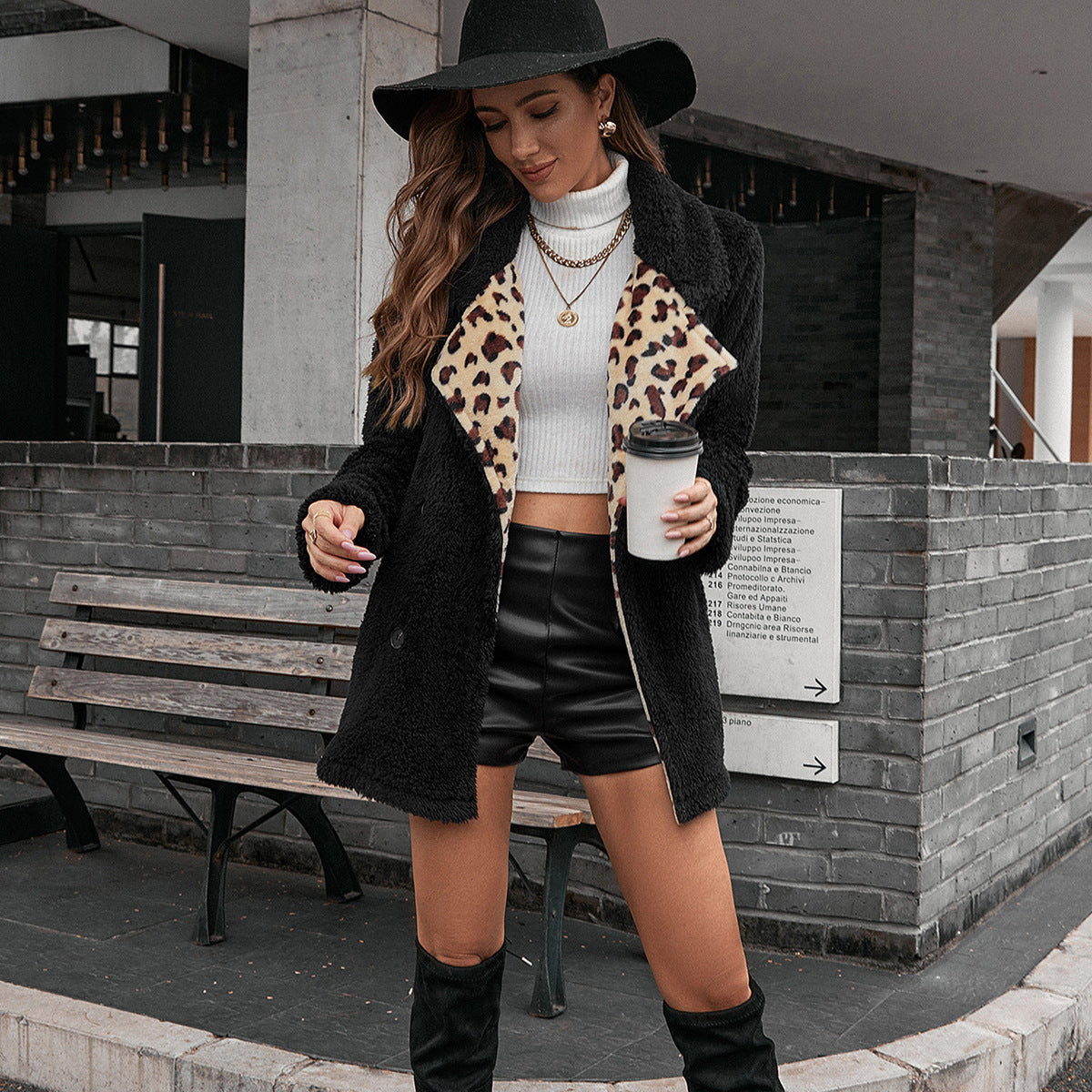 Leopard Print Fur Cardigan | Lambswool Trench Coat for Women | noémi