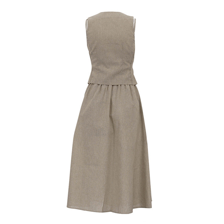 3 Piece Cotton Summer Set | Linen Look Vest, Camisole & High Waist Skirt | Boho Coord Outfit | noémi