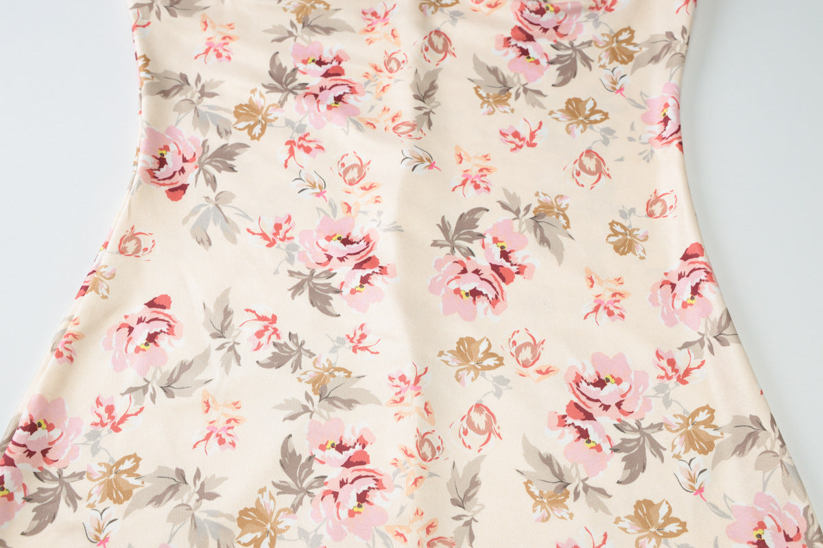 Floral Print U Neck Slit Sling Dress with Slim Fit | noémi