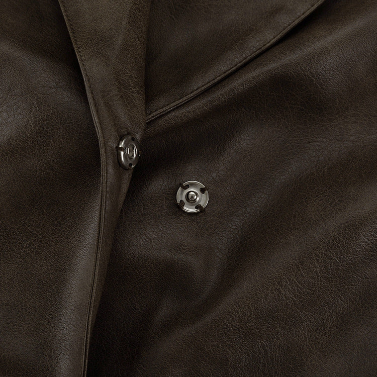 Women's Retro Faux Leather Skirt Set | Long Sleeve Cutout Top & High Waist Skirt | noémi