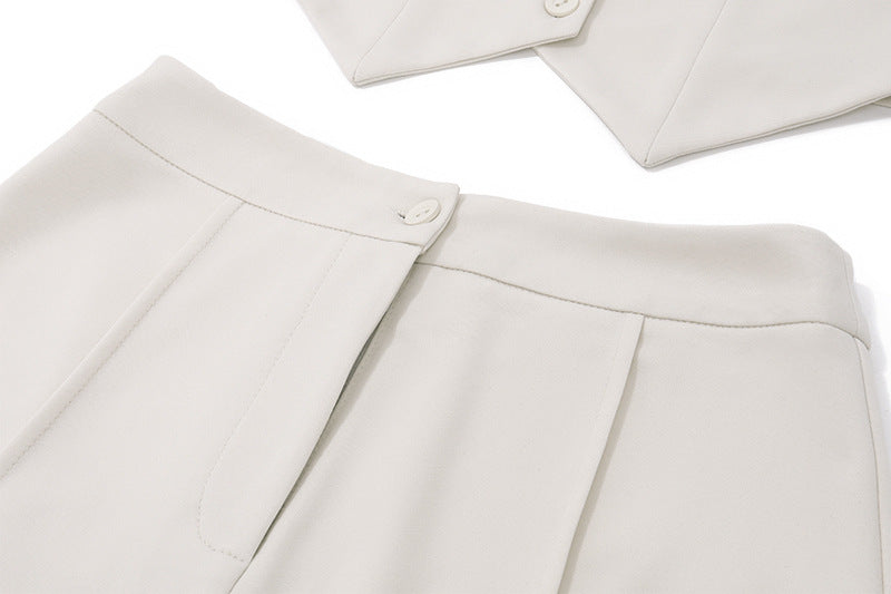 Halterneck Suit Set | White Blazer Vest A Line Mini Skirt | noémi