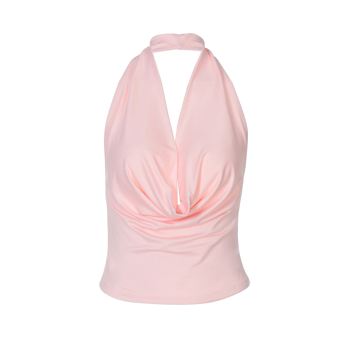 Women’s Halter Neck Top | Deep V Plunge, Backless, Ruched Fit, Sleeveless Vest | noémi