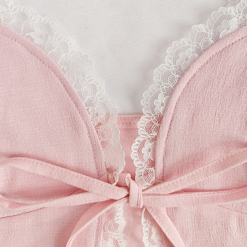 Lace Stitch Slim Fit Tank Top with Sling Straps and Shaping Back Detail | noémi