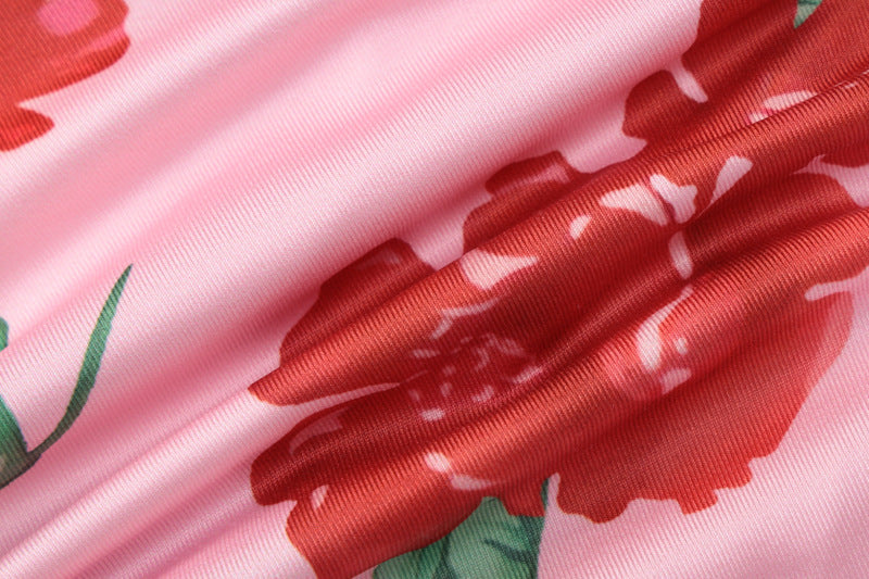 Printed Long Sleeve Ruffle Dress | Square Neck Fitted Waist | noémi