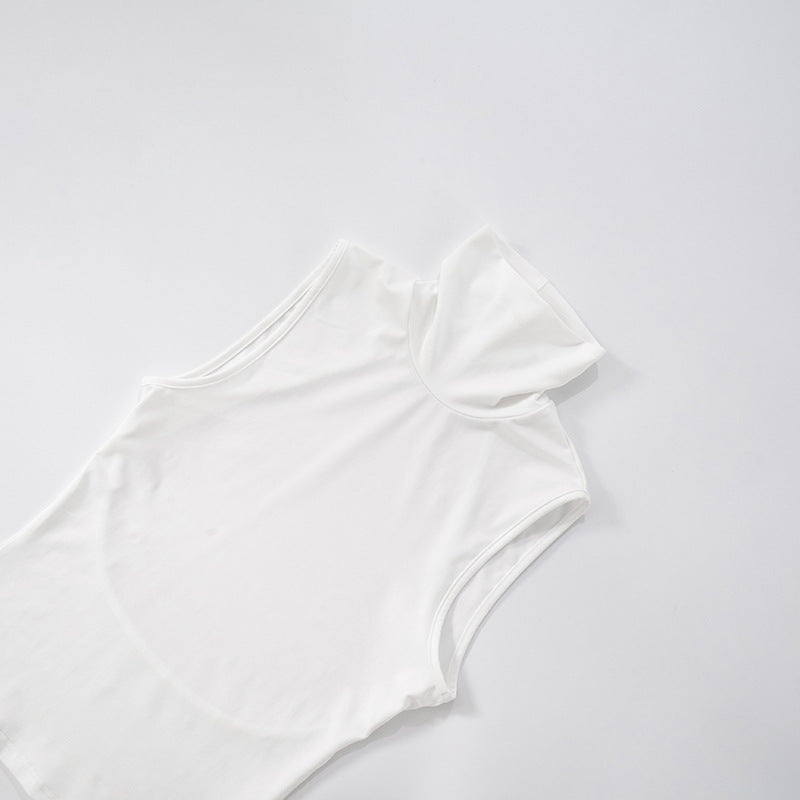 Backless Turtleneck Sleeveless Top | White Summer Halter Style | noémi