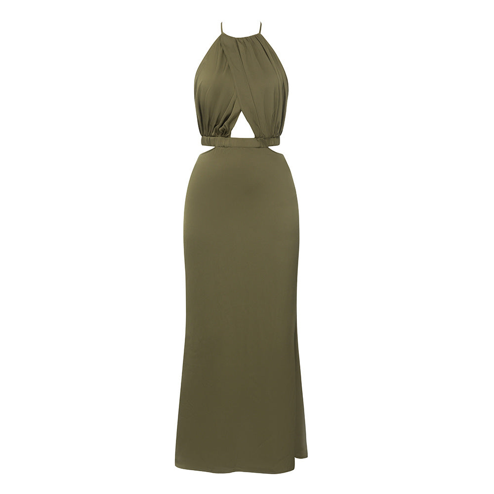 Halter Neck Ruffled Maxi Dress | Slim Fit Dress | noémi