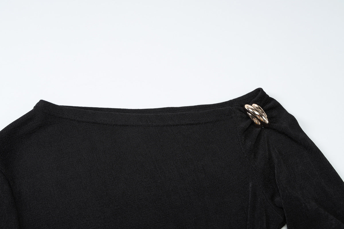 One Shoulder Long Sleeve Top for Women | Slim Fit Cold Shoulder Shirt | noémi