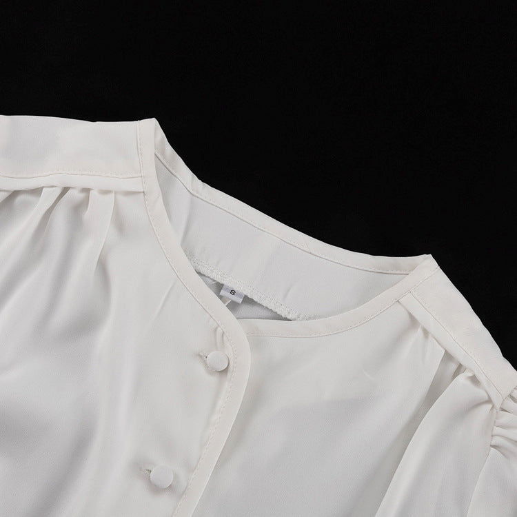 Satin TwoPiece Set | HighGrade Skirt & Round Neck Short Sleeve Cardigan Top | noémi