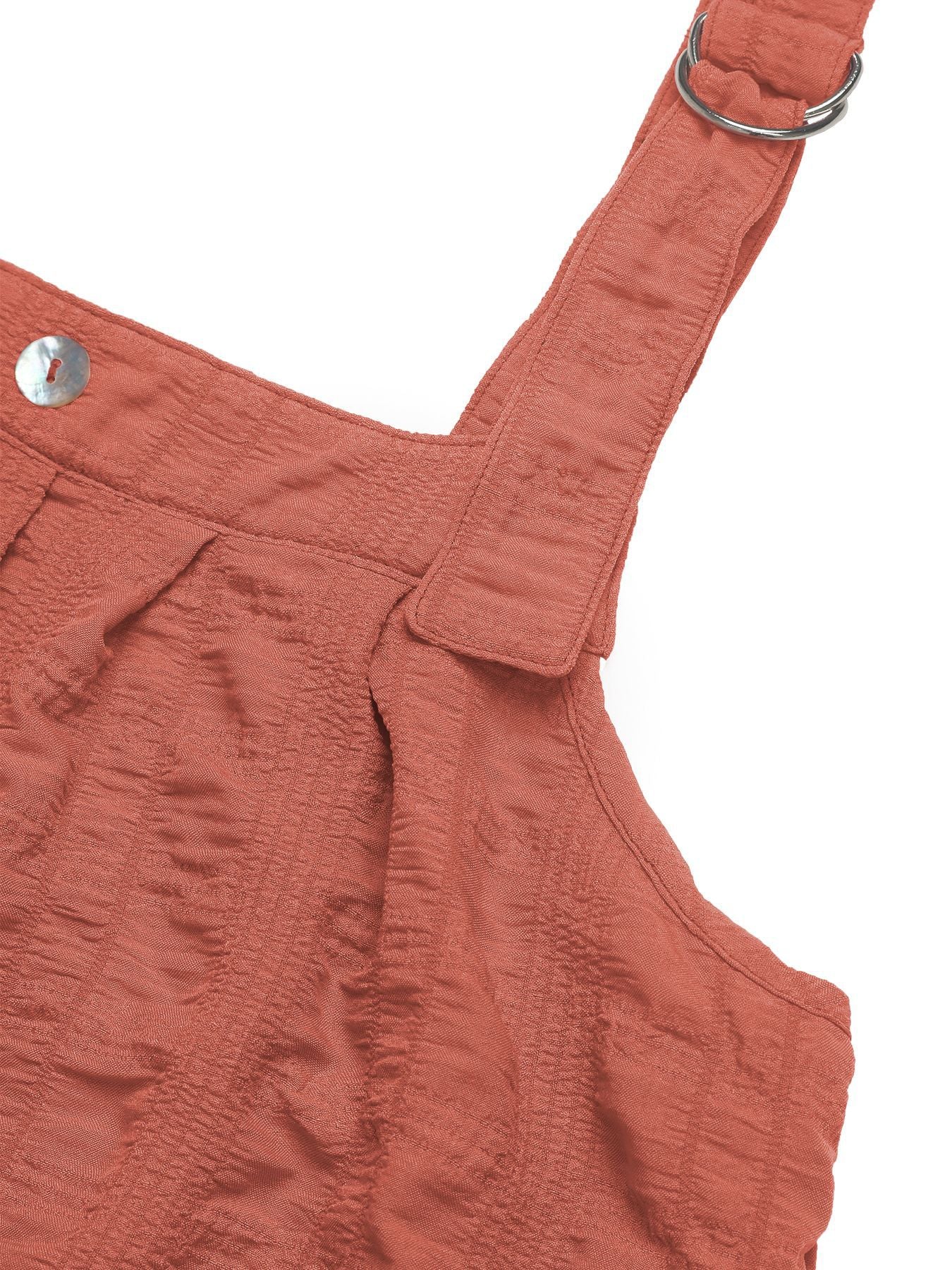 Solid Color Pleated Suspender Dress with Textured Fabric | noémi