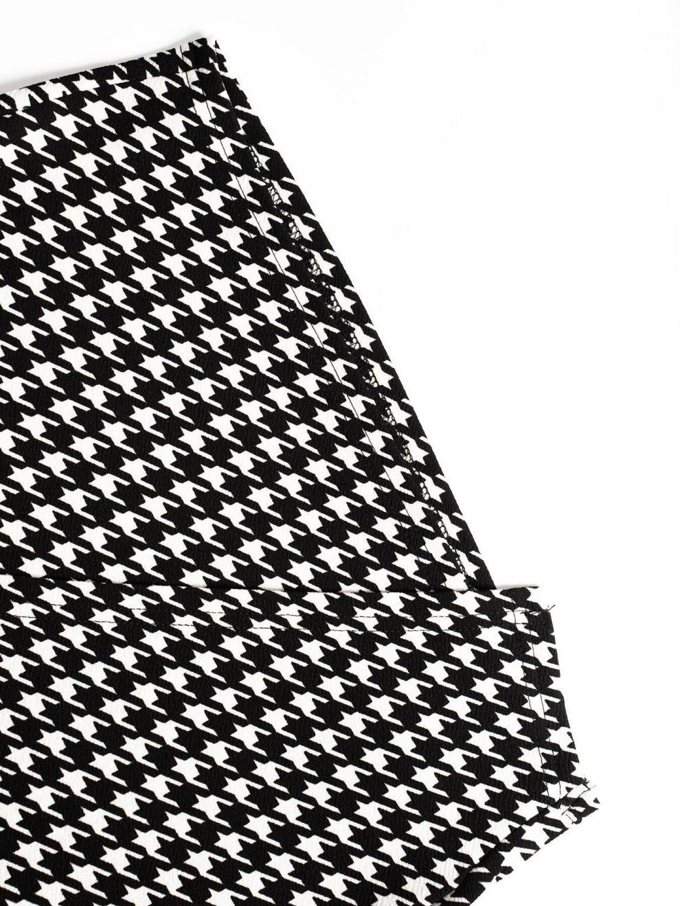 Houndstooth Wrap Mini Skirt | Black & White High Waist Bodycon Fit | noémi