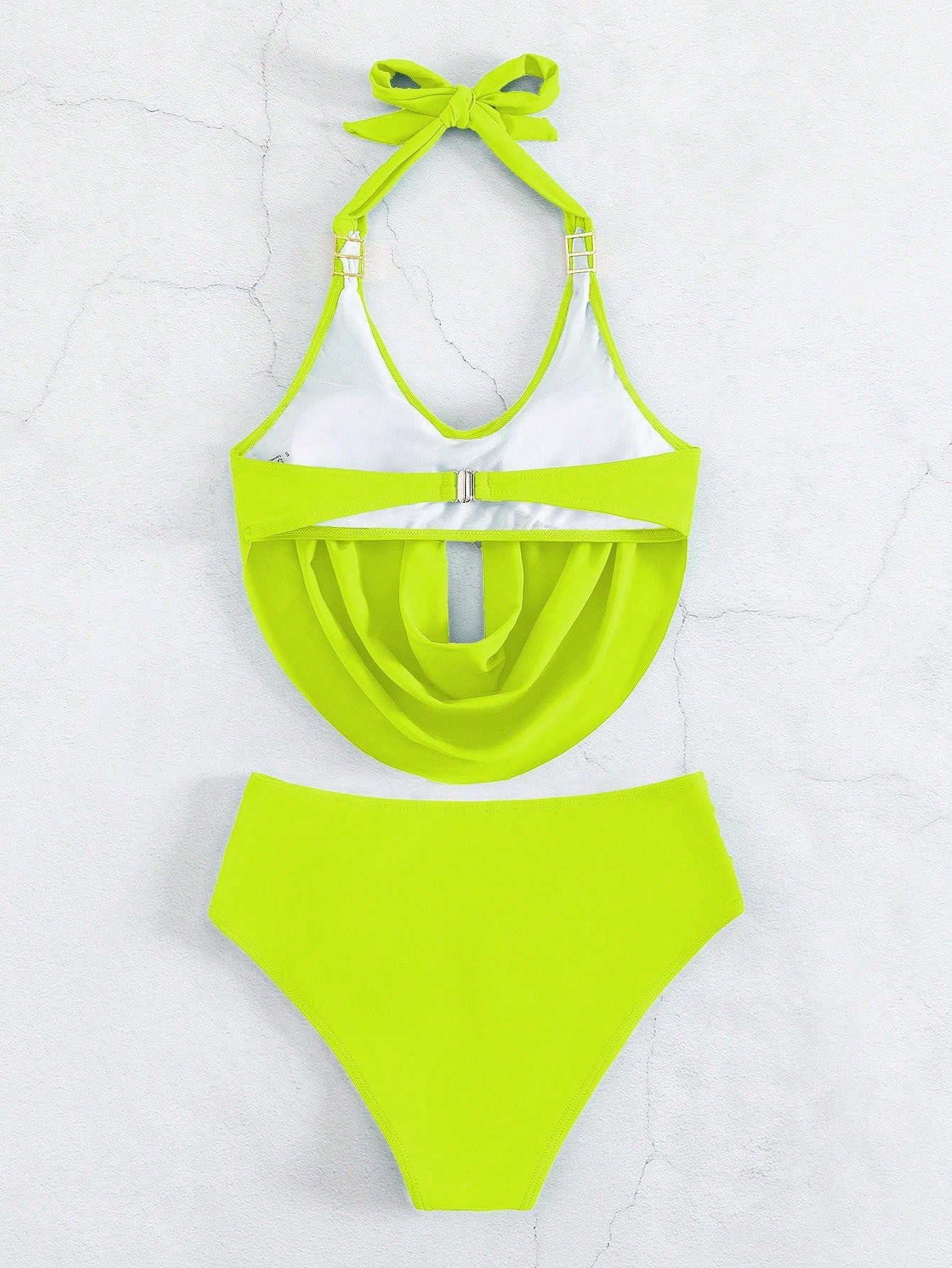 Solid Color Halter Lace Up Bikini Swimsuit for Women | noémi