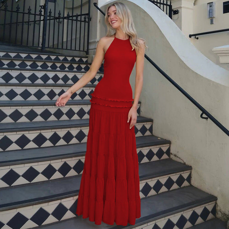 Backless Halter Pleated Maxi Dress | Sleeveless Summer Boho Style | noémi