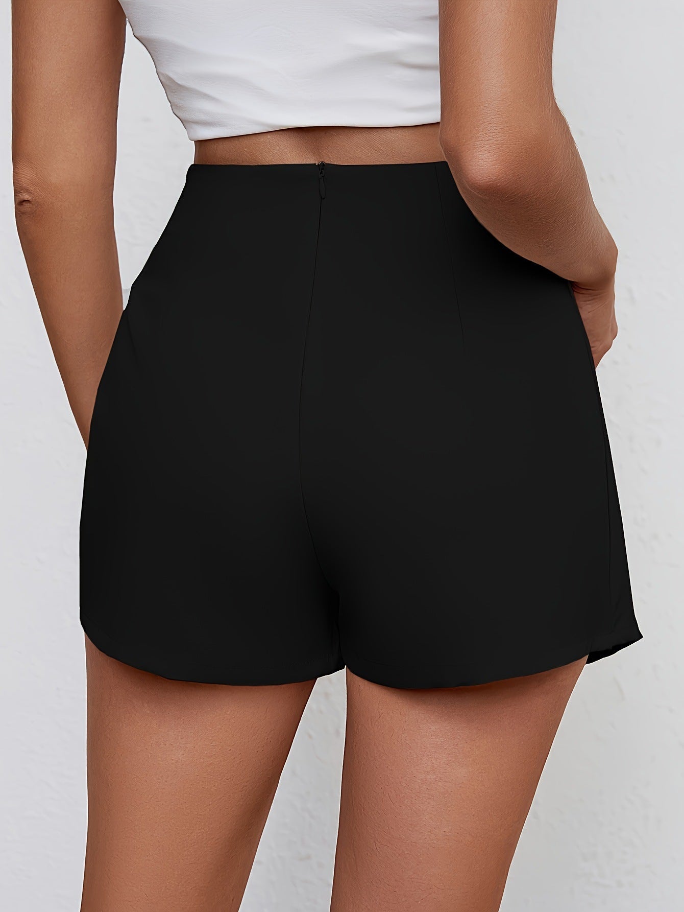 Black Pleated Shorts | High Waisted Wrap Style Mini | noémi