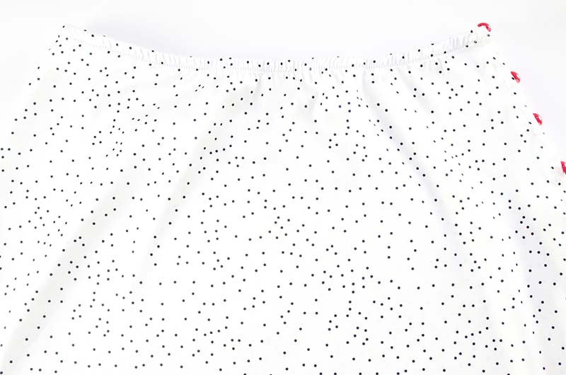 Polka Dot Satin Fishtail Skirt & V Neck Short Top Two Piece Set | noémi