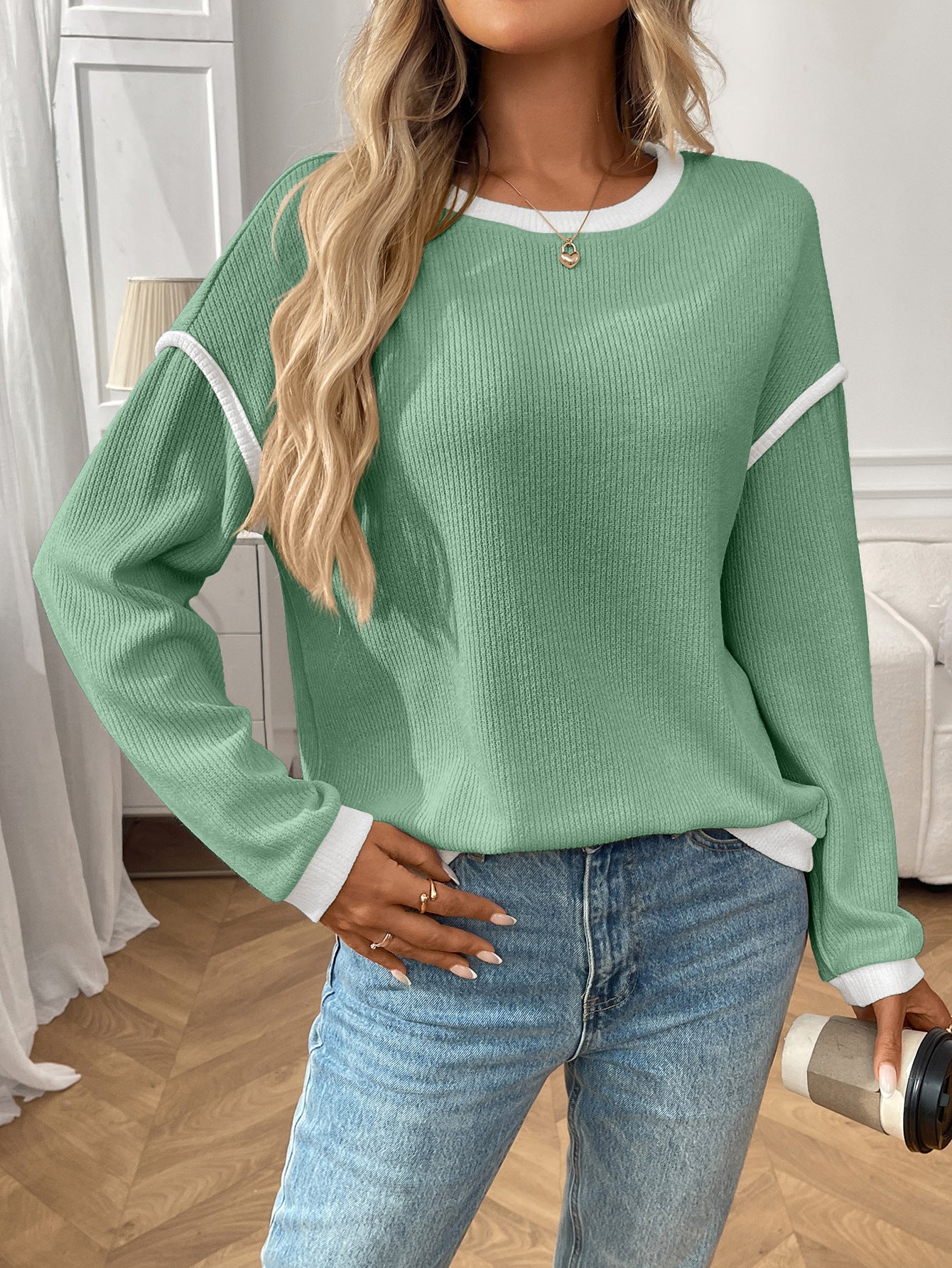 Womens Cozy Knit Pullover | Long Sleeve Crewneck Sweater Top | noémi