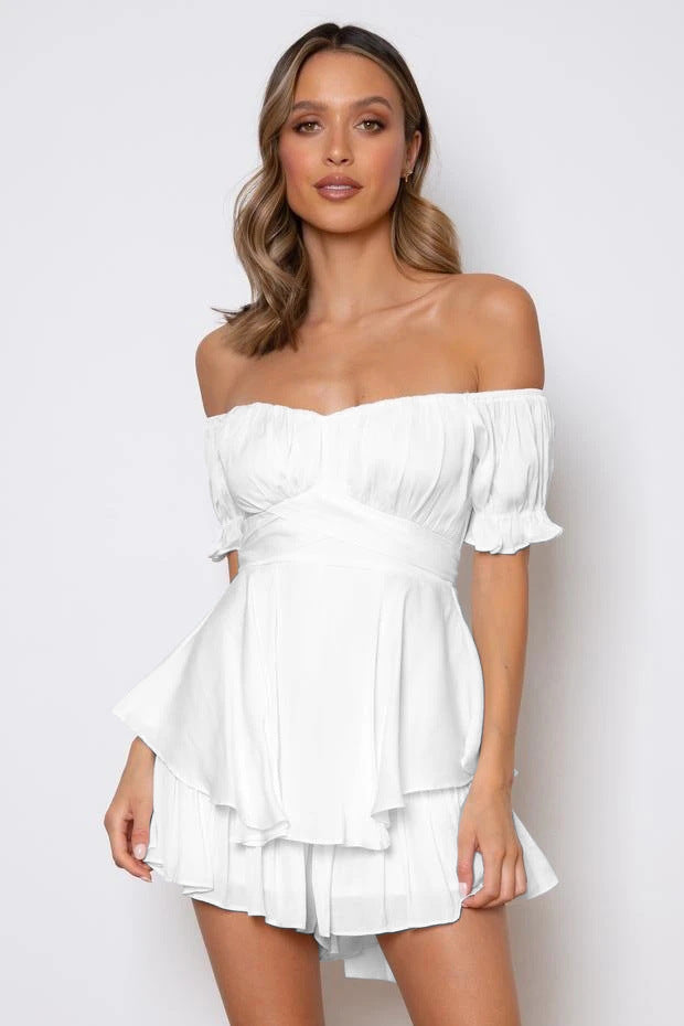 Off Shoulder Ruffle Sleeve Romper | OnePiece | noémi