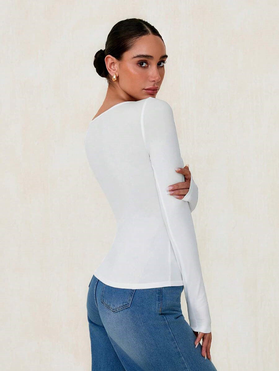 Women's Long Sleeve Cardigan Top with LaceUp Front | Button Detail | noémi