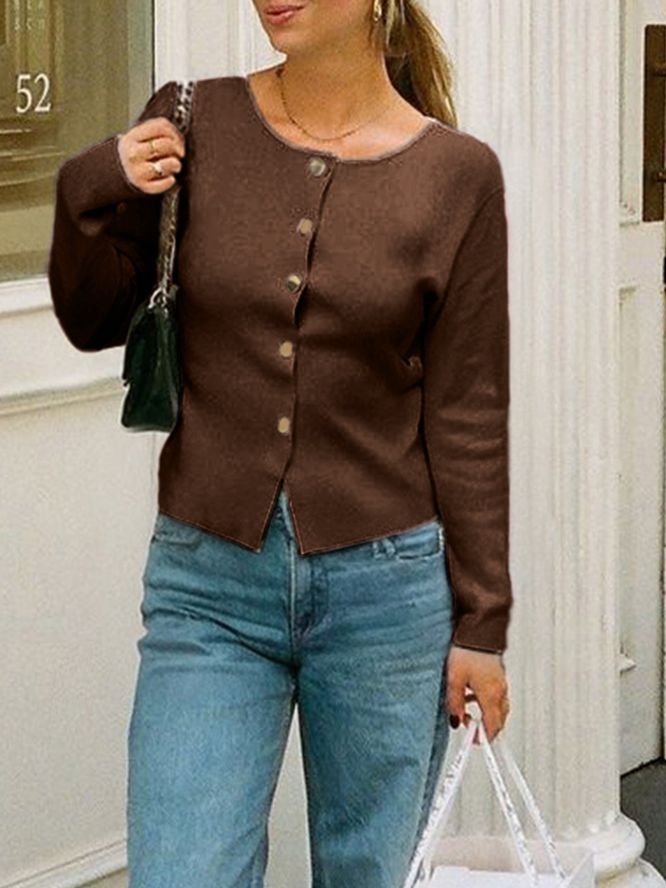 Woolen Button Up Cardigan | Long Sleeve Top for Women | noémi