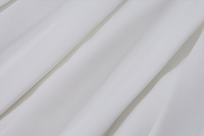 Womens Two Piece Set | White V Neck Sleeveless Vest Pleated Mini Skirt | noémi