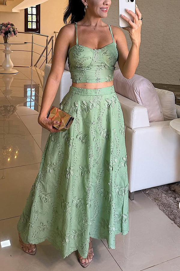 Lace Two Piece Set | Suspender Crop Top & Flowing Skirt | noémi
