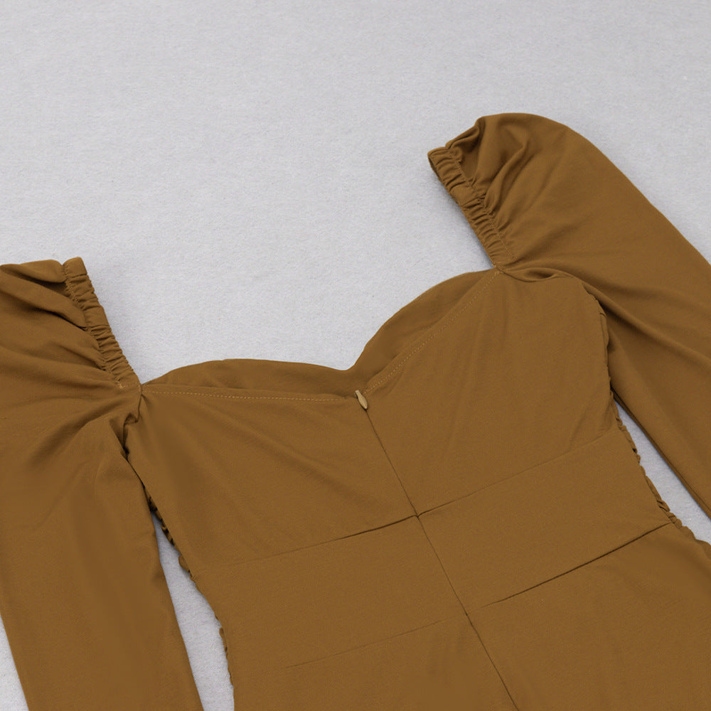 Halter Neck Ruffled Maxi Dress | Slim Fit Dress | noémi