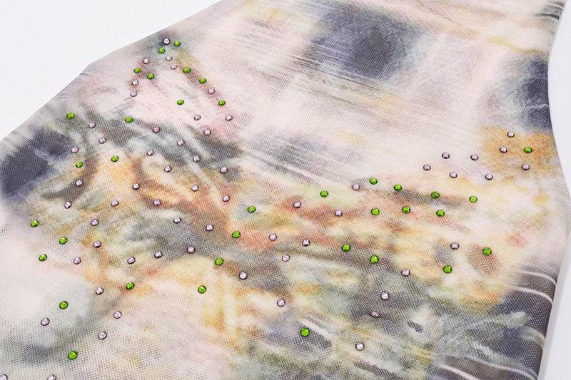 Halter Crop Top | Cutout Turtleneck Tank with Unique Print | noémi