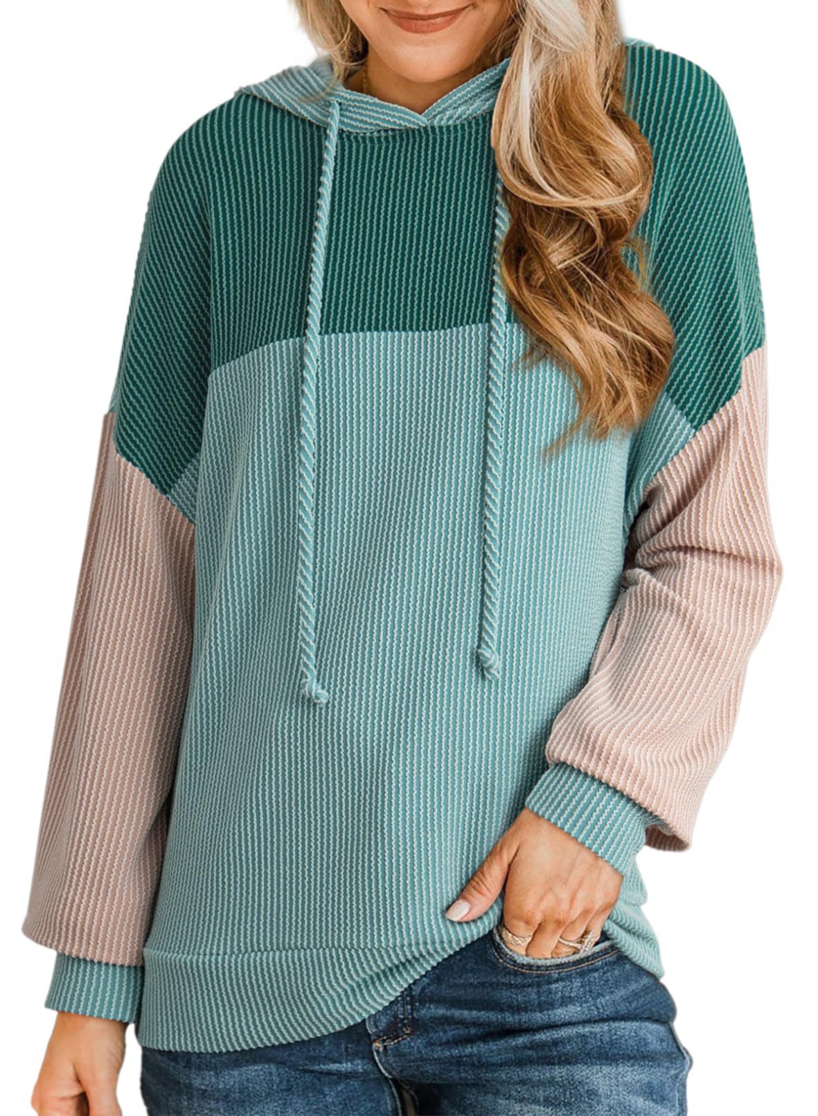 Colorblock Hoodie for Women | Twist Stripe Loose Long Sleeve Sweater | noémi