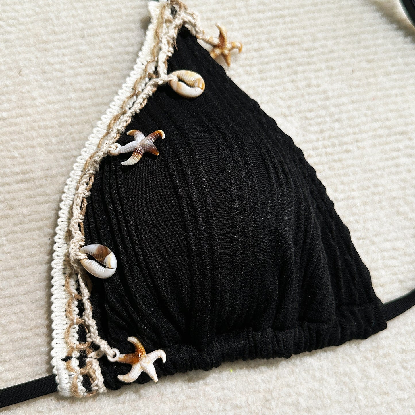 Three Piece Bikini Set with Starfish Tassel Yarn Skirt | noémi