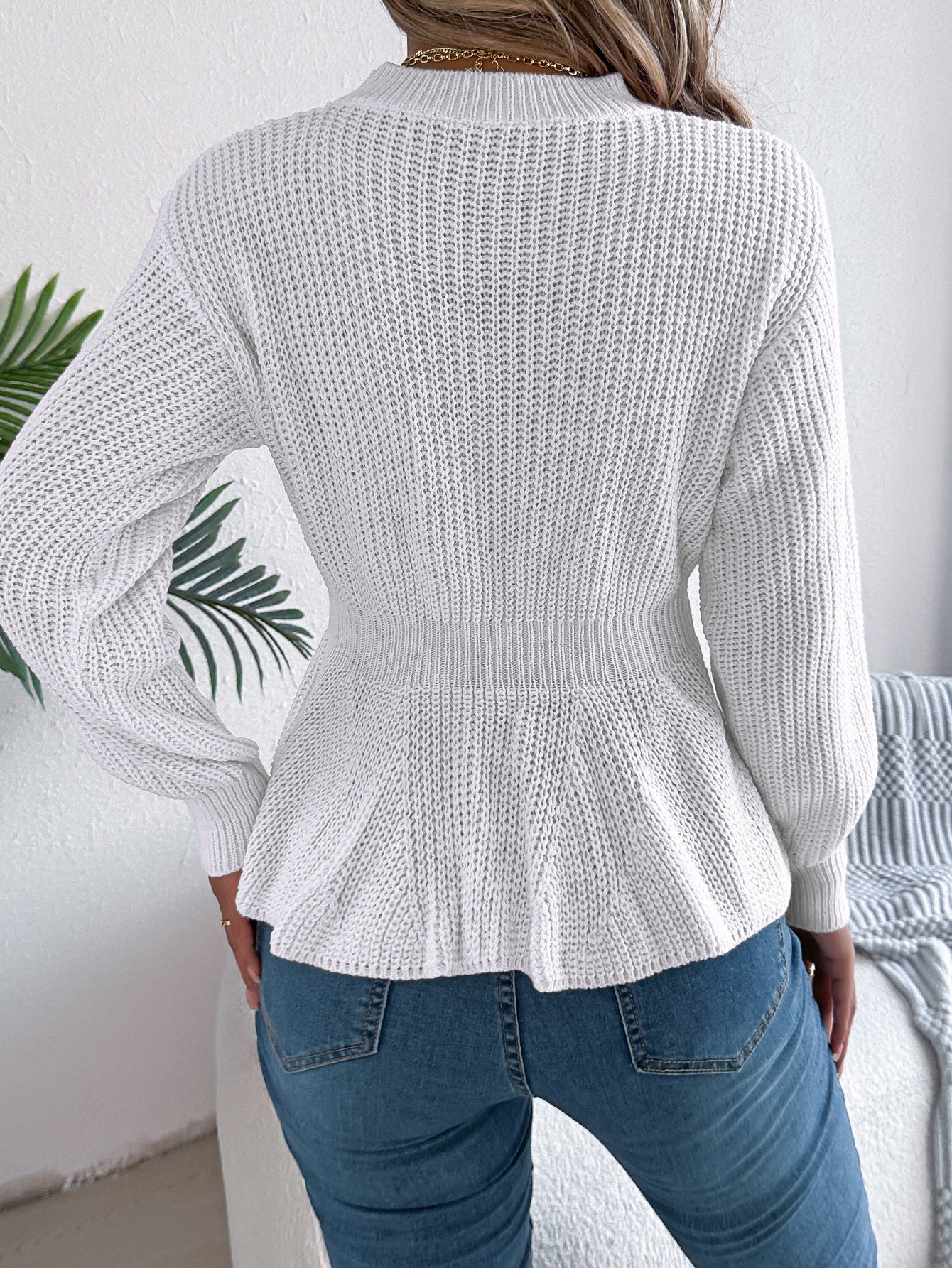 Womens Sweater | Twist Waist Ruffle Pullover | Long Sleeve Knit Top | noémi
