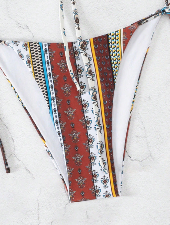 Womens Printed Lace Up Split Bikini | Three Piece Swimwear | noémi