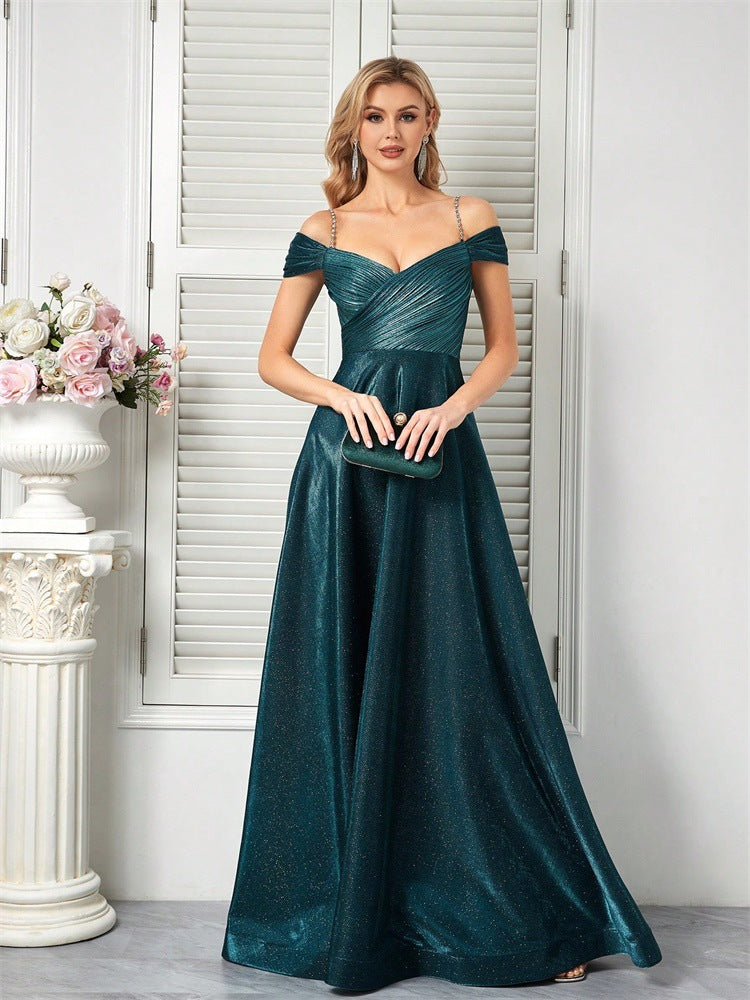 Off Shoulder Spaghetti Strap Cross Stomach Gown | noémi