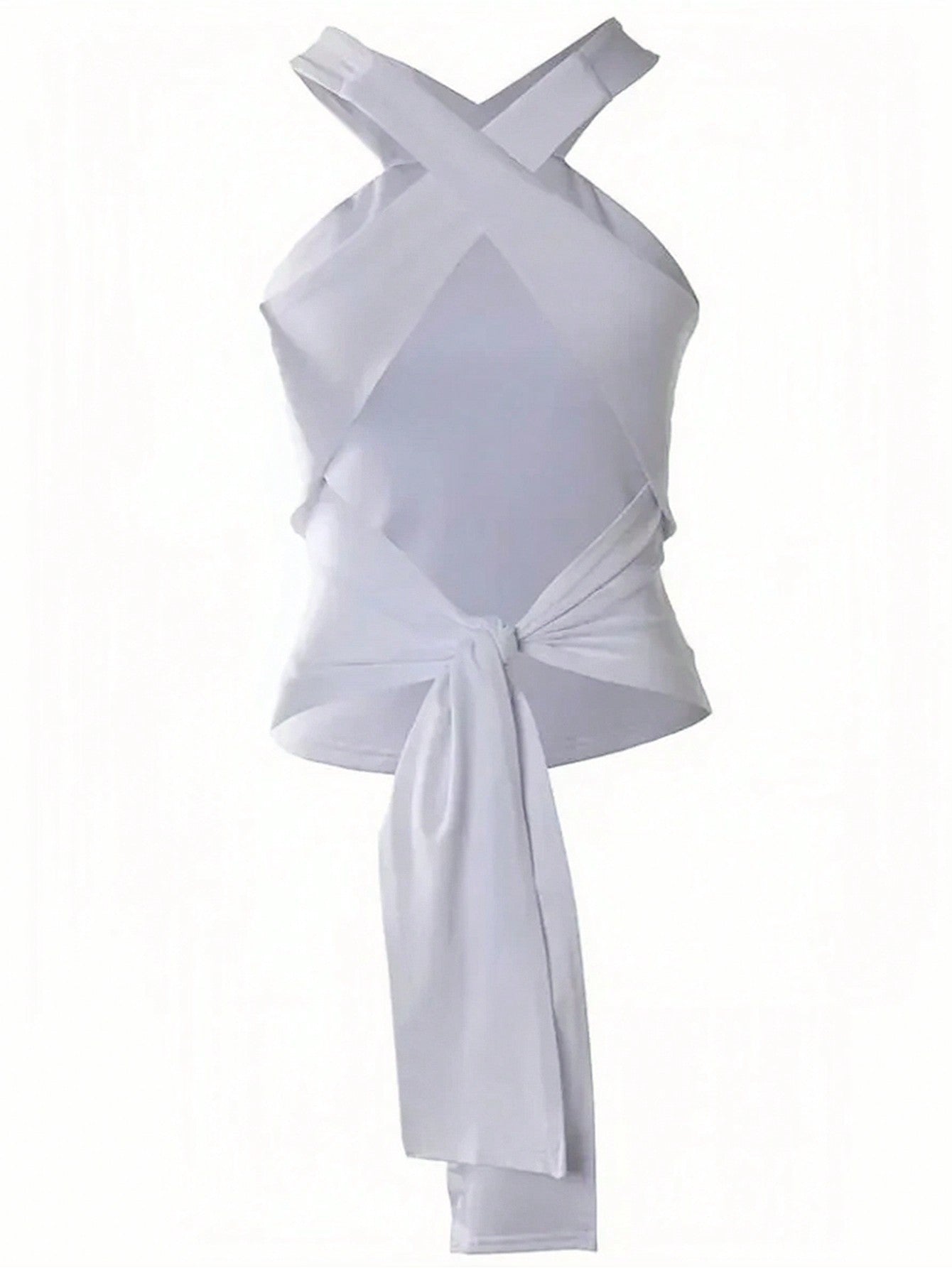 Women's White Cross Halter Backless Sleeveless Top | noémi