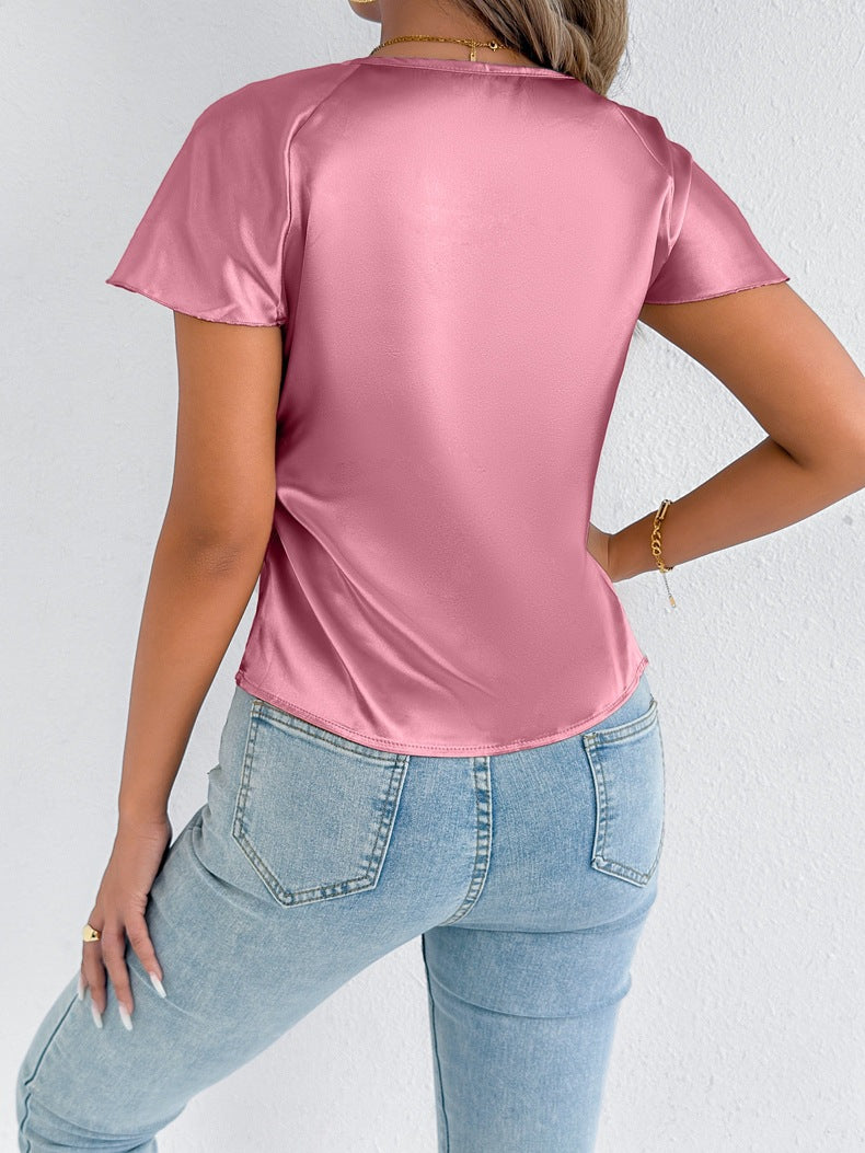 High End Satin Silk T Shirt for Women | Short Sleeve Silk Top | noémi