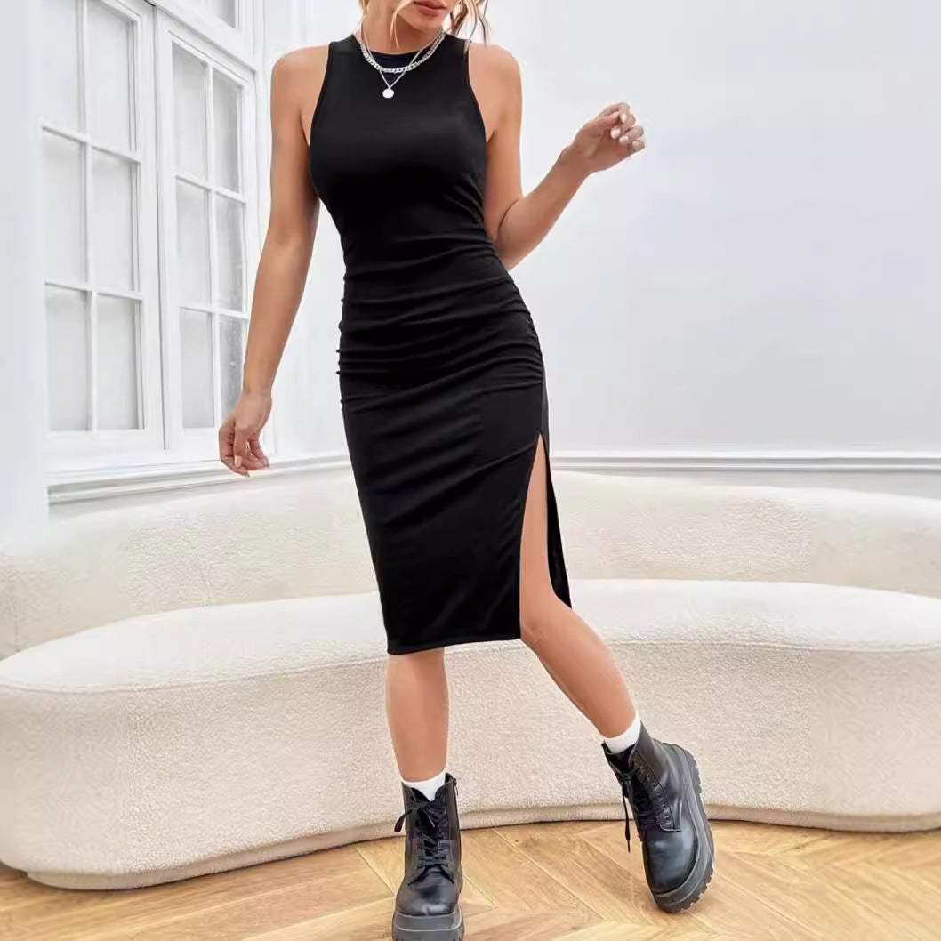 Womens Round Neck Sleeveless Slim Fit Dress | noémi