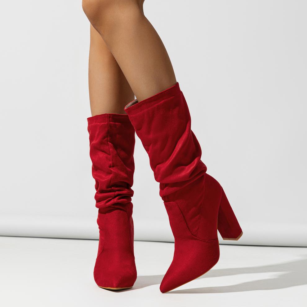 Women’s Chunky Heel High Heel Boots | Pointed Toe Winter SlipOn Boots | noémi