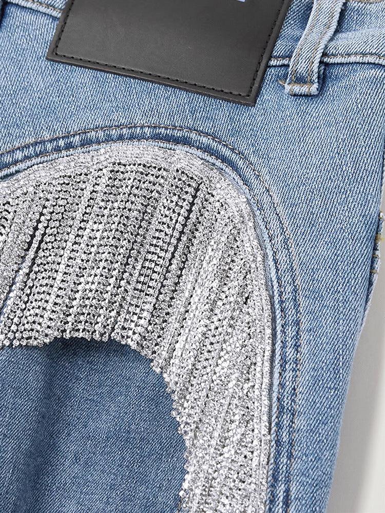 Slim Fit Jeans | Stretch Denim with Chain Tassel Detail | Trendy High Grade Pants | noémi