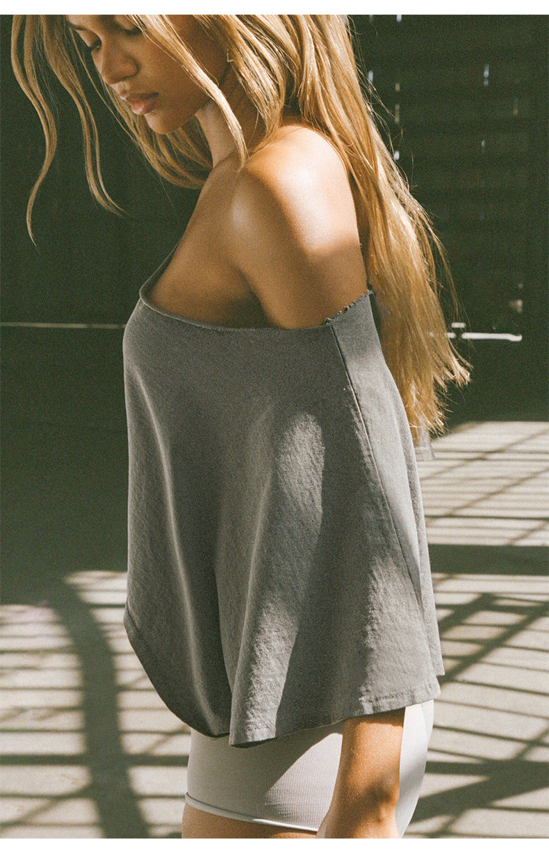 Cotton Cropped TShirt | Big Neckline, Loose Summer Top | noémi