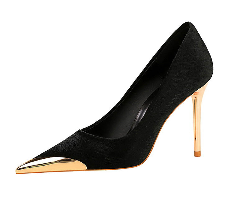 Cocktail Velvet Heels | Gold-Tipped Pointed Toe | Luxe Stilettos | noémi