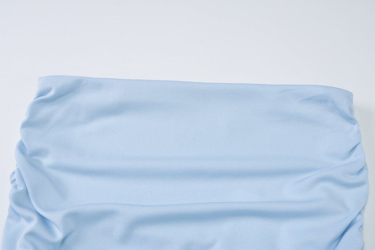 Womens Two Piece Set | Off Shoulder Halter Lace Up Top Pleated Mini Skirt | noémi