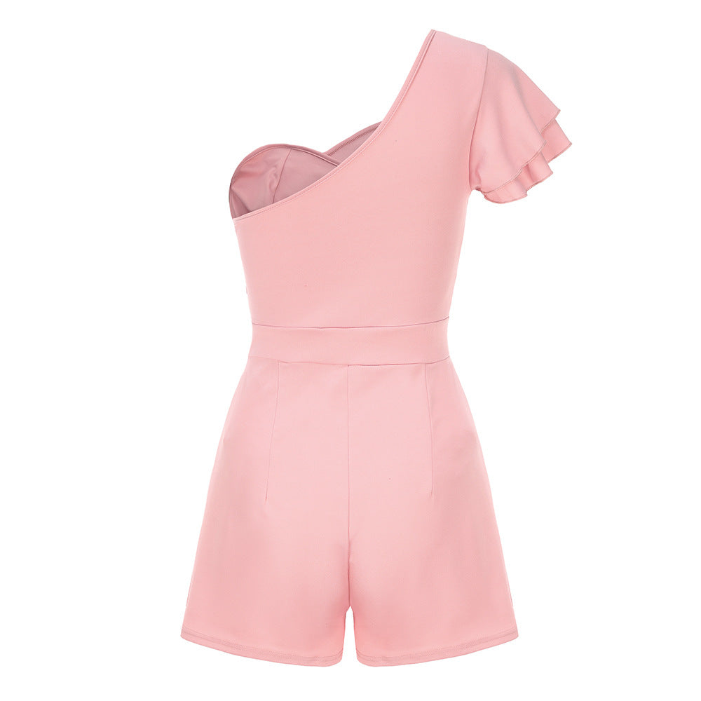 Women’s One Shoulder Double Sleeve Romper | noémi