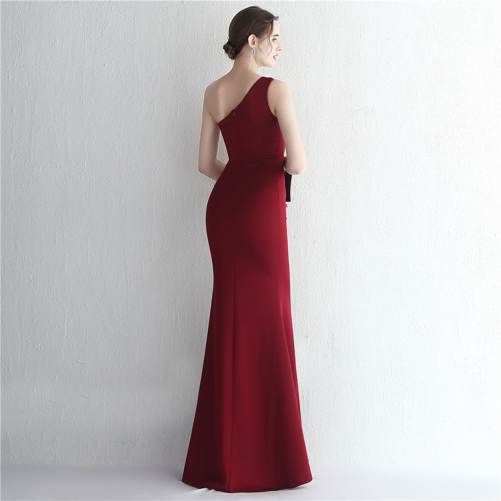 Satin One Shoulder Gown | Slim Fit Long Debutante Dress | noémi